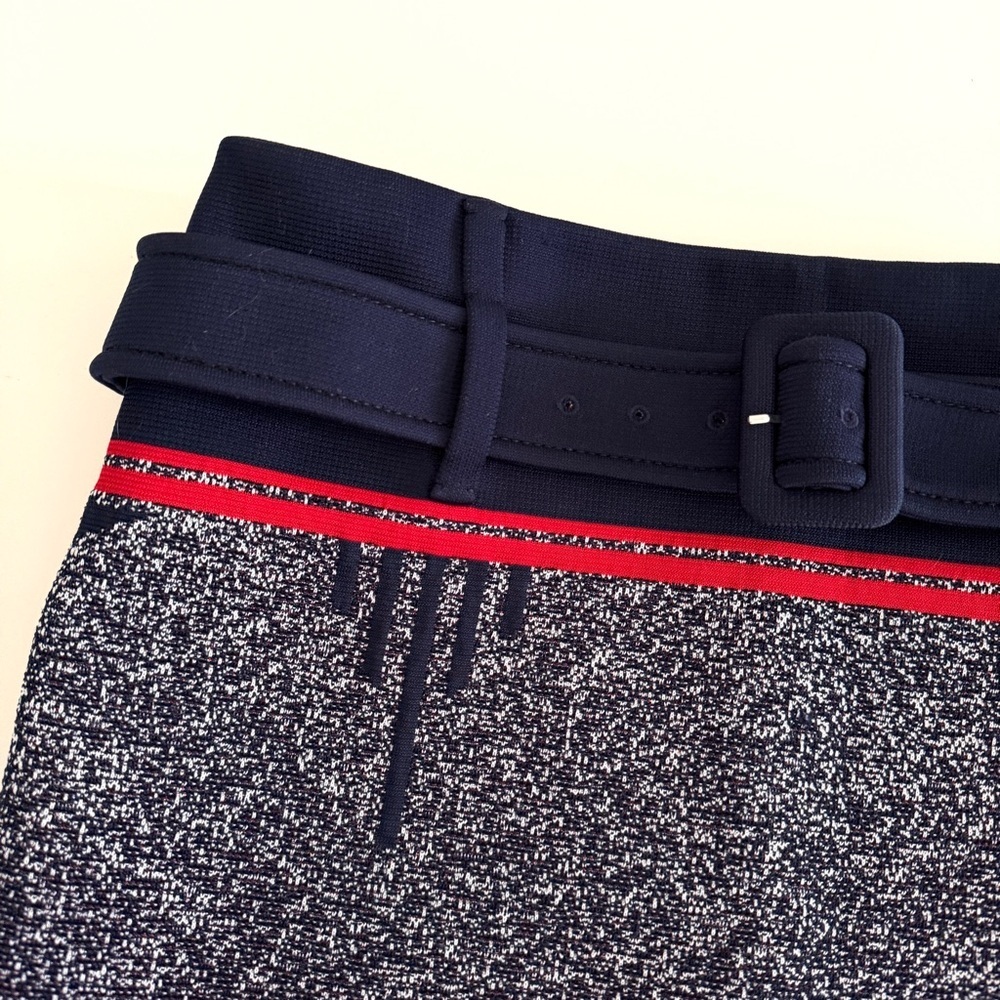 PRADA Jacquard Speckled Textured Mini Skirt with Belt in Size 44 - Picture 6 of 12